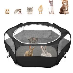 Portable Black Pet Playpen for Small Animals | Waterproof